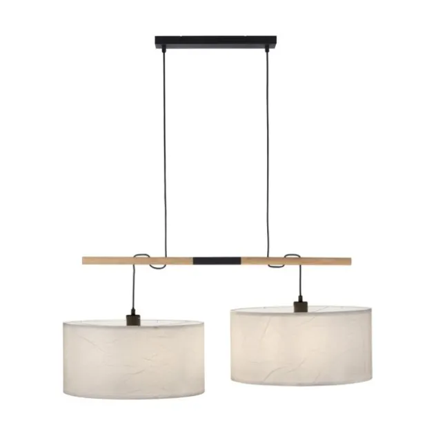 JUST LIGHT LED Pendelleuchte schwarz GERDA SOFIE Holzoptik 2-flammig