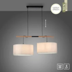 JUST LIGHT LED Pendelleuchte schwarz GERDA SOFIE Holzoptik 2-flammig