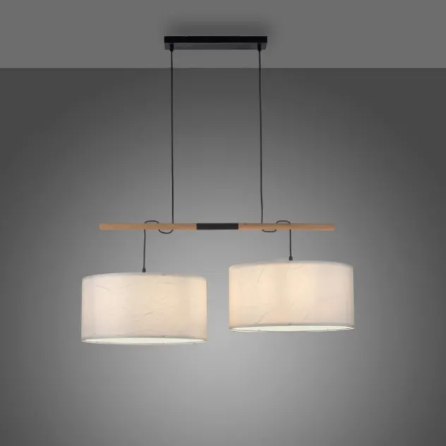 JUST LIGHT LED Pendelleuchte schwarz GERDA SOFIE Holzoptik 2-flammig