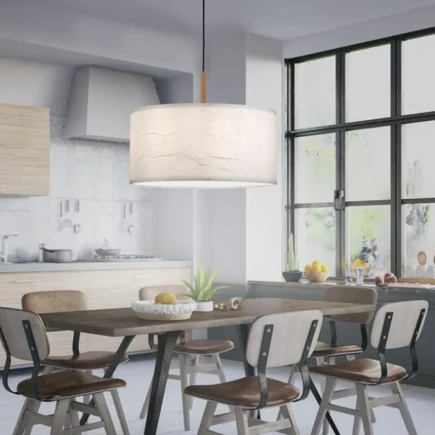JUST LIGHT LED Pendelleuchte weiß GERDA SOFIE Holzoptik 1-flammig