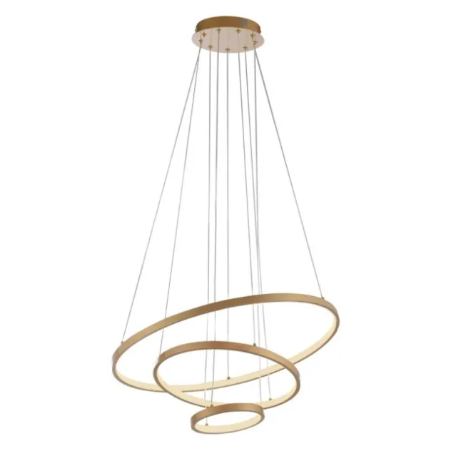 JUST LIGHT LED Pendelleuchte CERCHI gold 3 Ringe 3000K