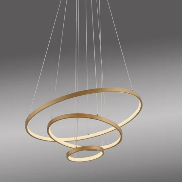 JUST LIGHT LED Pendelleuchte CERCHI gold 3 Ringe 3000K