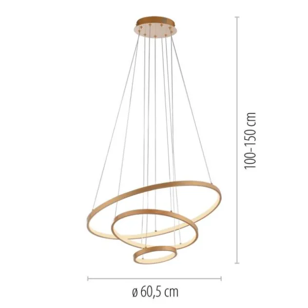JUST LIGHT LED Pendelleuchte CERCHI gold 3 Ringe 3000K