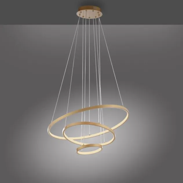 JUST LIGHT LED Pendelleuchte CERCHI gold 3 Ringe 3000K