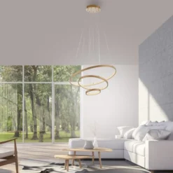 JUST LIGHT LED Pendelleuchte CERCHI gold 3 Ringe 3000K