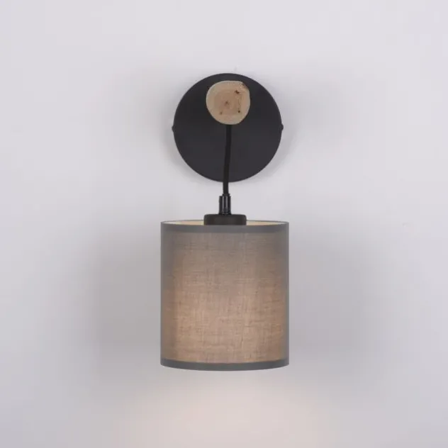 JUST LIGHT LED Wandleuchte Echtholz GERDA TRIBU 1-flammig Stoffschirm Landhaus