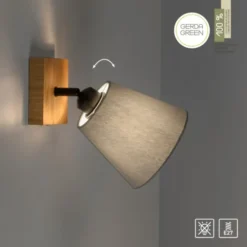 JUST LIGHT LED Wandleuchte GERDA MICHEL Holz natur 1-flammig Stoffschirm