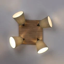 JUST LIGHT LED Wandleuchte GERDA MICHEL Holz natur 4-flammig quadratidsch
