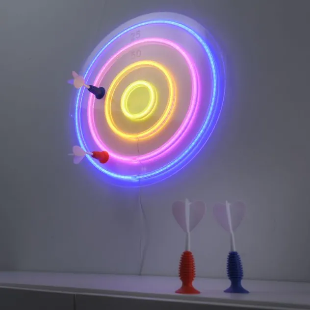 JUST LIGHT Neon Dartscheibe RGB Wandleuchte Deko Gaming Kinderzimmer