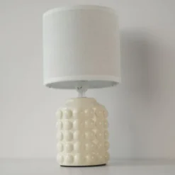 JUST LIGHT Tischleuchte BLOOP beige Stoffschirm weiß einflammig