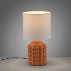 JUST LIGHT Tischleuchte BLOOP orange Stoffschirm weiß einflammig