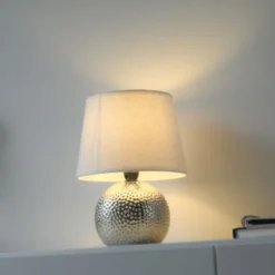 JUST LIGHT Tischleuchte ESME chrom Lampenschirm weiß einflammig