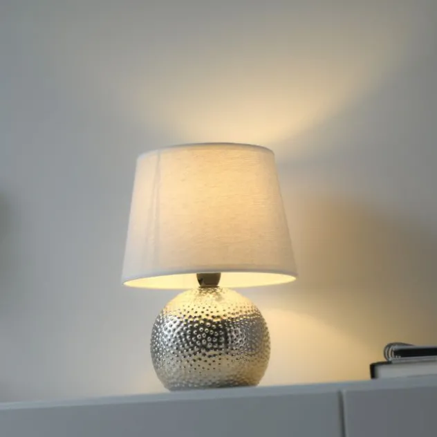 JUST LIGHT Tischleuchte ESME chrom Lampenschirm weiß einflammig