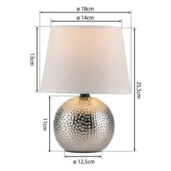 JUST LIGHT Tischleuchte ESME chrom Lampenschirm weiß einflammig