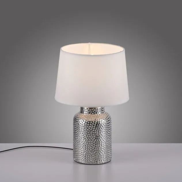 JUST LIGHT Tischleuchte ESME chrom Lampenschirm weiß einflammig