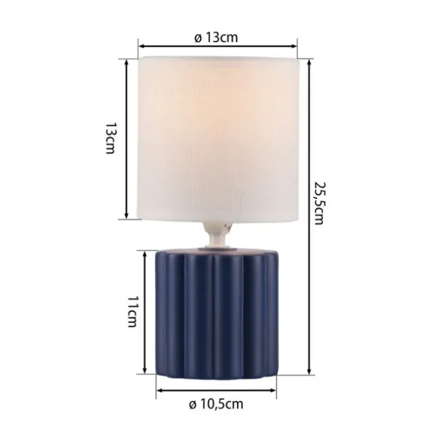 JUST LIGHT Tischleuchte LINX blau Stiffschirm weiß einflammig