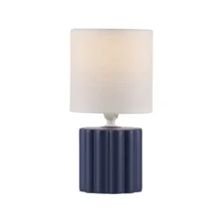 JUST LIGHT Tischleuchte LINX blau Stiffschirm weiß einflammig