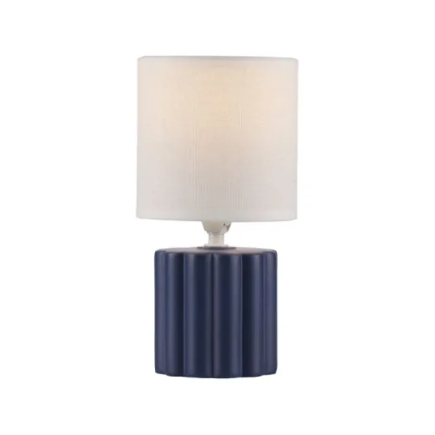 JUST LIGHT Tischleuchte LINX blau Stiffschirm weiß einflammig