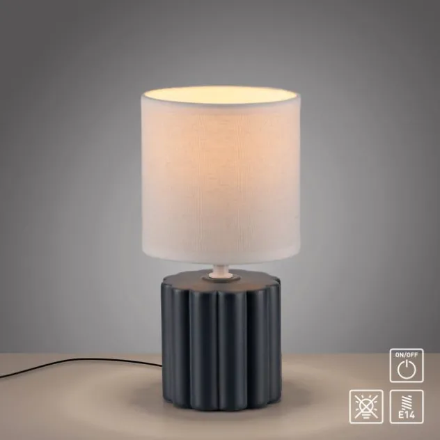 JUST LIGHT Tischleuchte LINX, grau einflammig E14