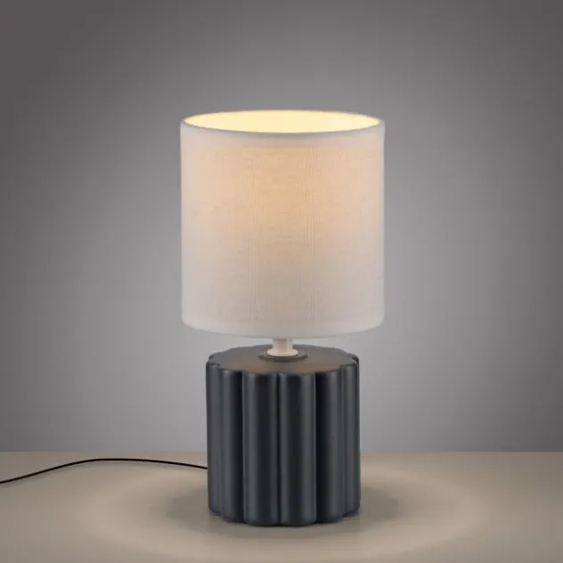 JUST LIGHT Tischleuchte LINX, grau einflammig E14