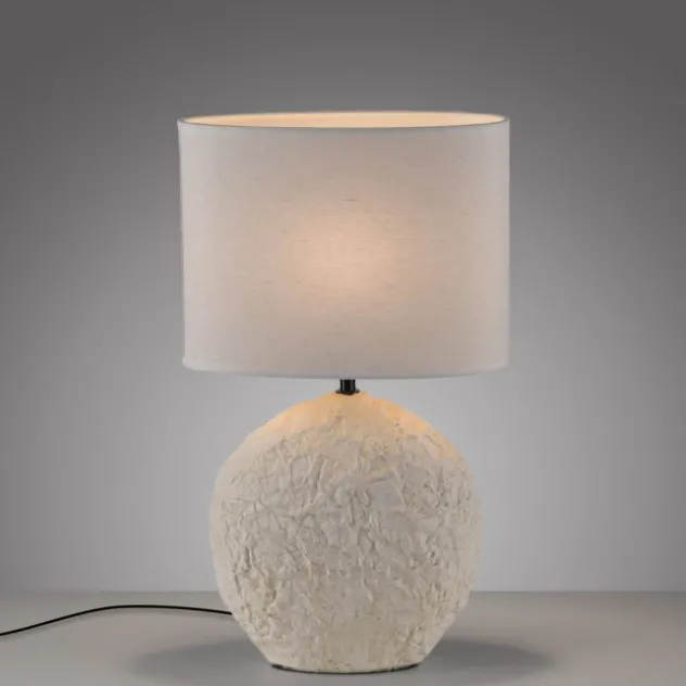 JUST LIGHT Tischleuchte LIVA, vanille Stoffschirm E14