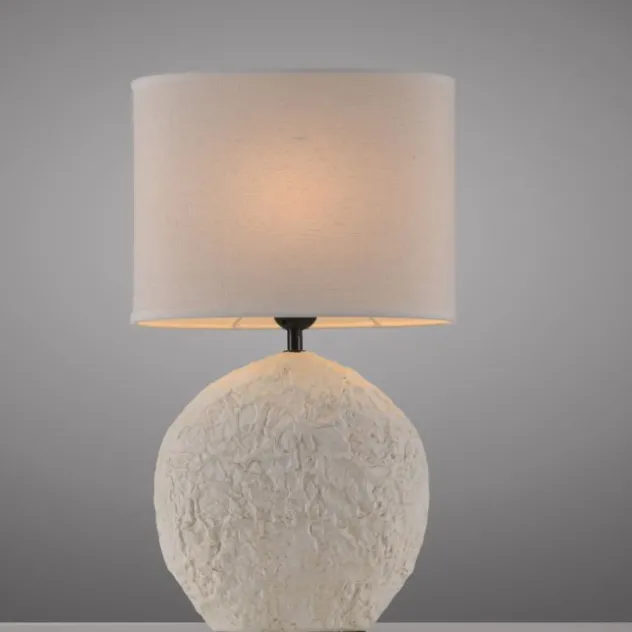 JUST LIGHT Tischleuchte LIVA, vanille Stoffschirm E14