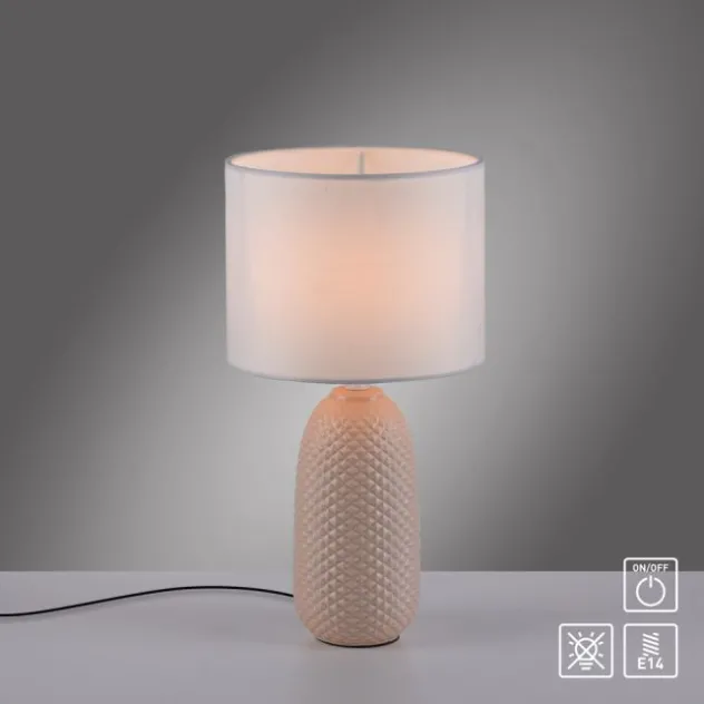 JUST LIGHT Tischleuchte PINE sand Lampenschirm weiß einflammig