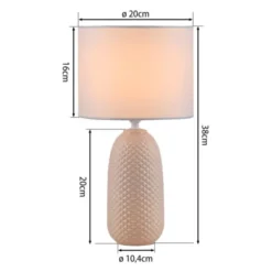JUST LIGHT Tischleuchte PINE sand Lampenschirm weiß einflammig