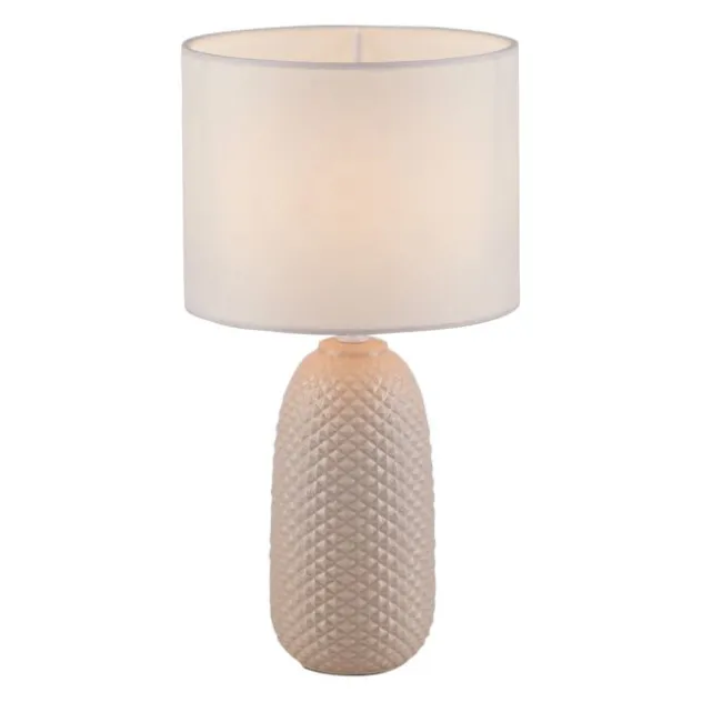 JUST LIGHT Tischleuchte PINE sand Lampenschirm weiß einflammig