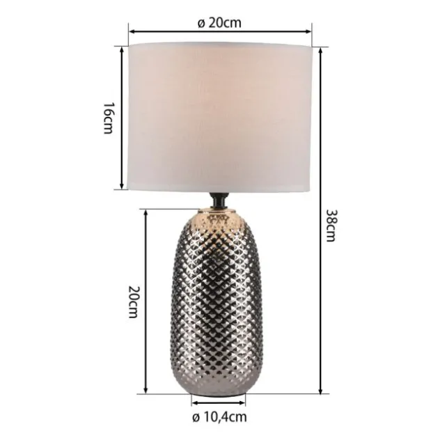 JUST LIGHT Tischleuchte PINE chrom Lampenschirm weiß einflammig