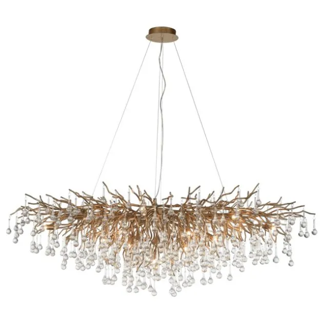 Kronleuchter, Messing Optik, 400 Glasanhänger, elegant, Design
