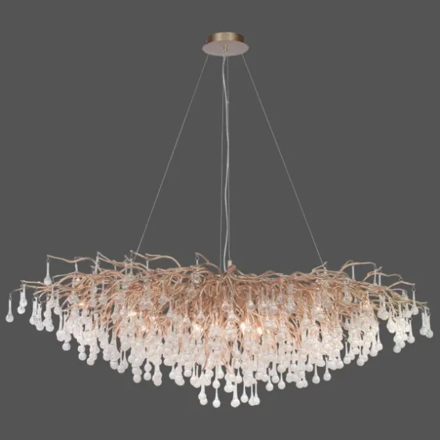 Kronleuchter, Messing Optik, 400 Glasanhänger, elegant, Design