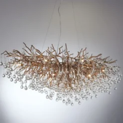 Kronleuchter, Messing Optik, 400 Glasanhänger, elegant, Design