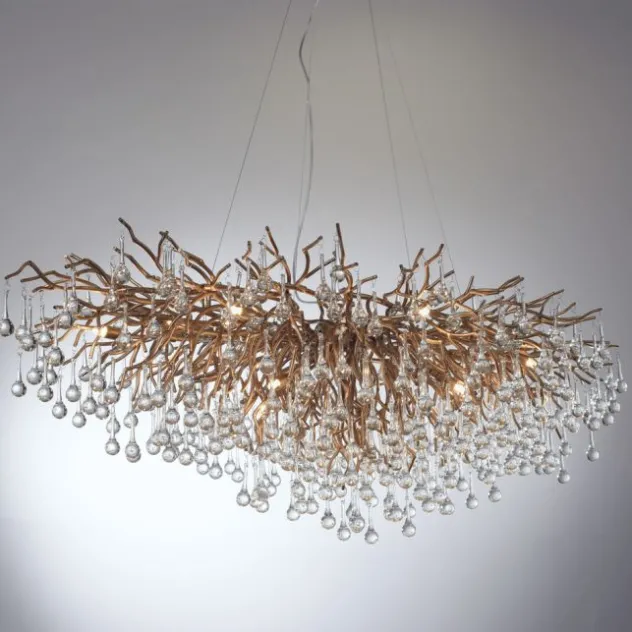 Kronleuchter, Messing Optik, 400 Glasanhänger, elegant, Design