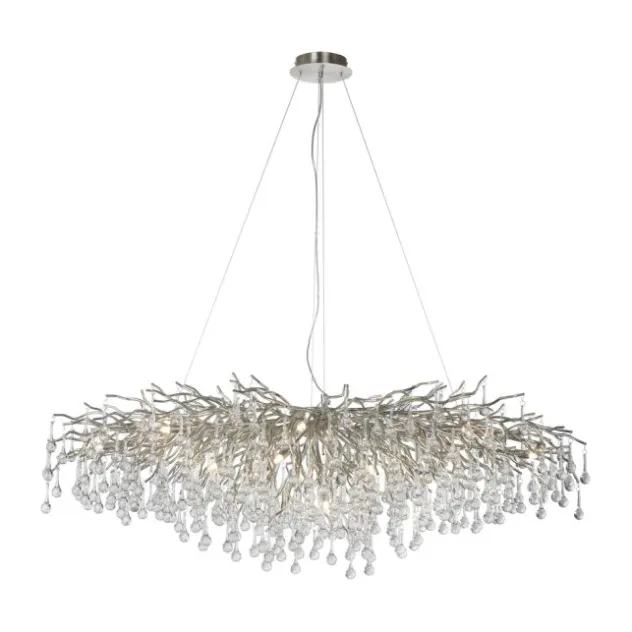 Kronleuchter, silber, elegant, Design, IP20, 400 Glasanhänger