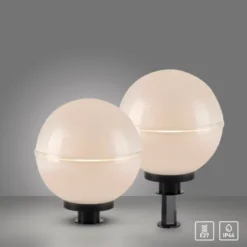 Kugelleuchte, 2er-Set, IP44, Ø30cm, weiss, inkl. Erdspieß