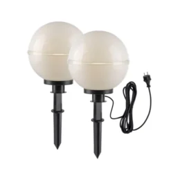 Kugelleuchte, 2er-Set, IP44, Ø30cm, weiss, inkl. Erdspieß