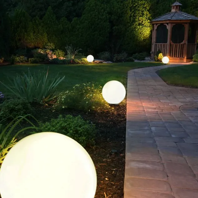 Kugelleuchten, 2er Set, Ø 50cm, 5m Zuleitung, IP 44, Gartenbeleuchtung