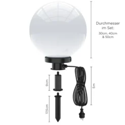 Kugelleuchten im 3er Set in Ø 30, 40 und 50 cm, weiß, Opalweiß