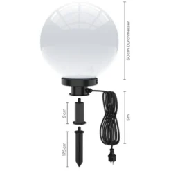 Kugelleuchte, weiß, Ø 50 cm, IP 44, mit Erspieß, inkl. Zuleitung