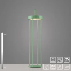 LED Akkulampe Tischleuchte grün 50cm Touchdimmer IP44 Gartenleuchte