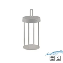 LED Akkulampe Tischleuchte greige 28cm Touchdimmer IP44 Gartenleuchte