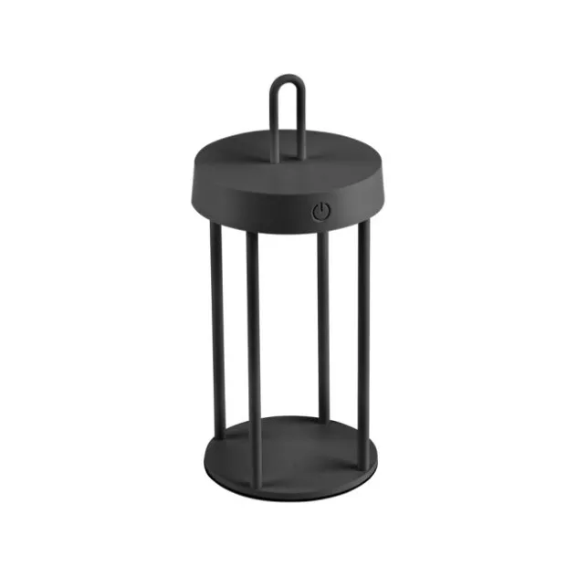 LED Akkulampe Tischleuchte schwarz 28cm Touchdimmer IP44 Gartenleuchte