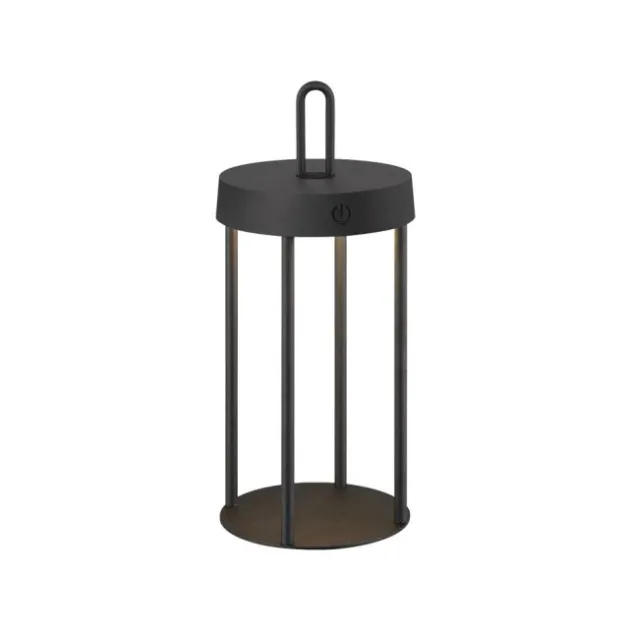 LED Akkulampe Tischleuchte schwarz 28cm Touchdimmer IP44 Gartenleuchte