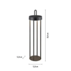 LED Akkulampe Tischleuchte schwarz 50cm Touchdimmer IP44 Gartenleuchte