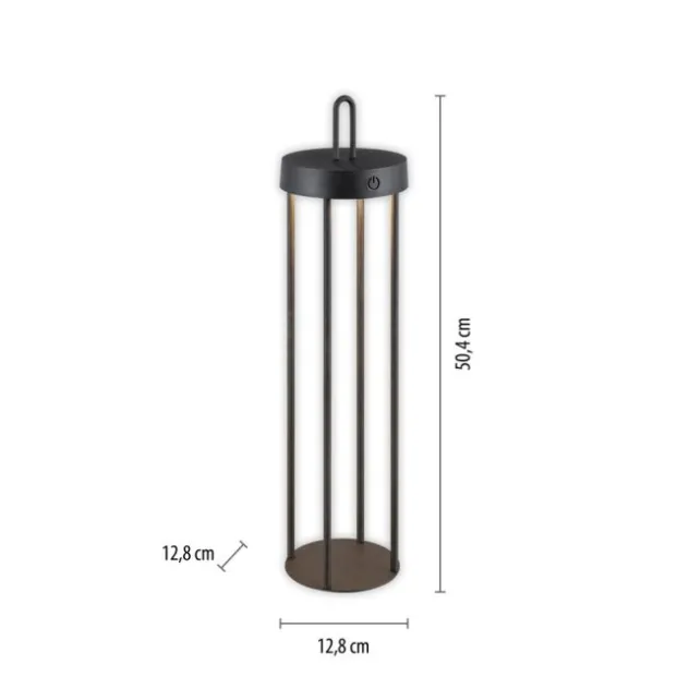 LED Akkulampe Tischleuchte schwarz 50cm Touchdimmer IP44 Gartenleuchte
