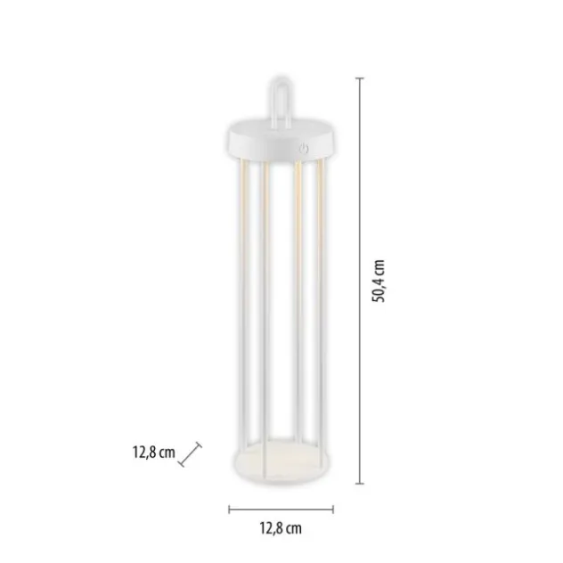 LED Akkulampe Tischleuchte weiß 50cm Touchdimmer IP44 Gartenleuchte