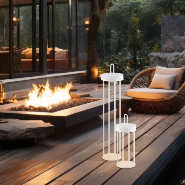 LED Akkulampe Tischleuchte weiß 50cm Touchdimmer IP44 Gartenleuchte