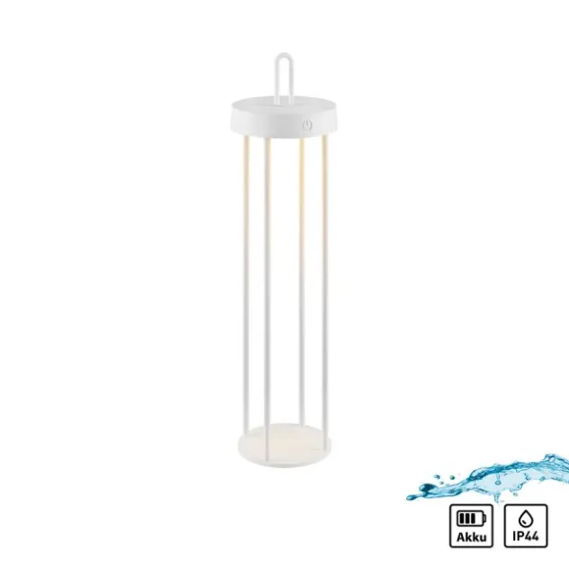 LED Akkulampe Tischleuchte weiß 50cm Touchdimmer IP44 Gartenleuchte