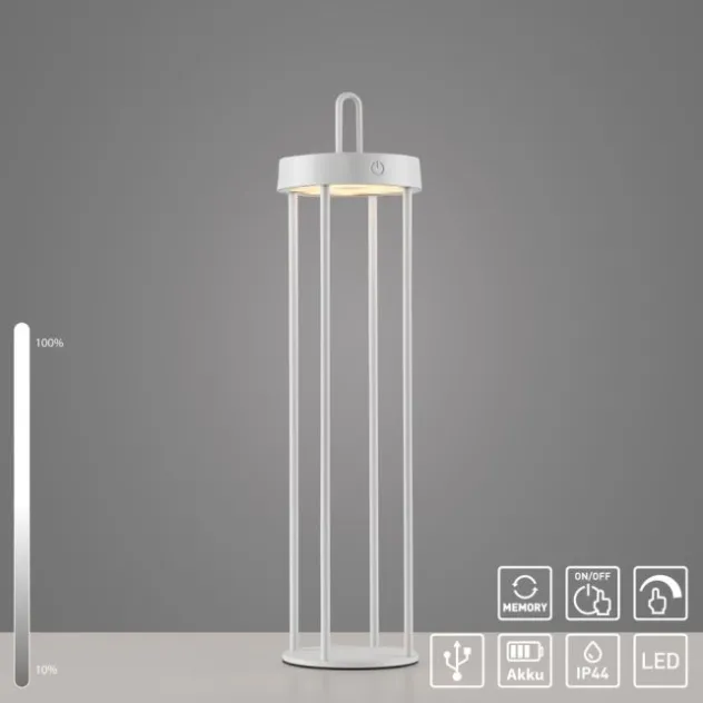 LED Akkulampe Tischleuchte weiß 50cm Touchdimmer IP44 Gartenleuchte